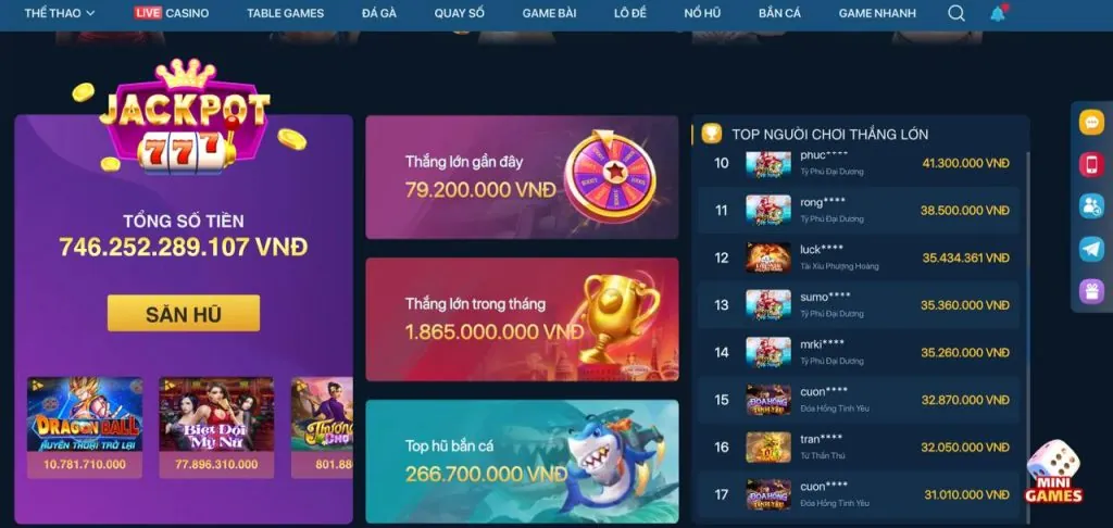 Nổ hũ jackpot cực lớn tại vwin88